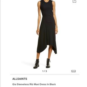All Saints Gia Sleeveless Rib Maxi Dress In Black